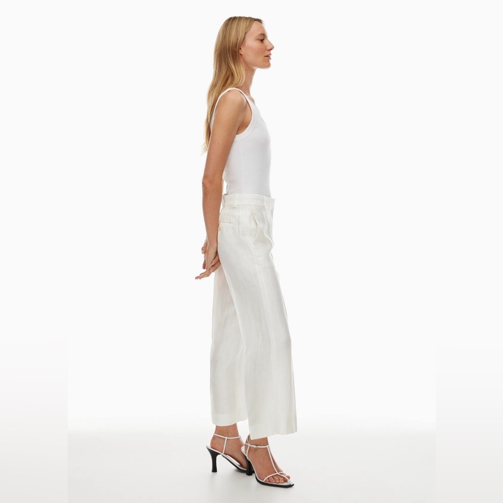 Brand New Aritzia Babaton Agency Linen Cropped Pant, Size Small, Taupe